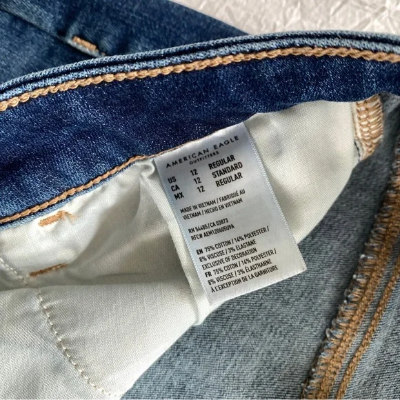 American Eagle next level stretch dark wash denim blue jeans size 12 - Picture 4 of 5